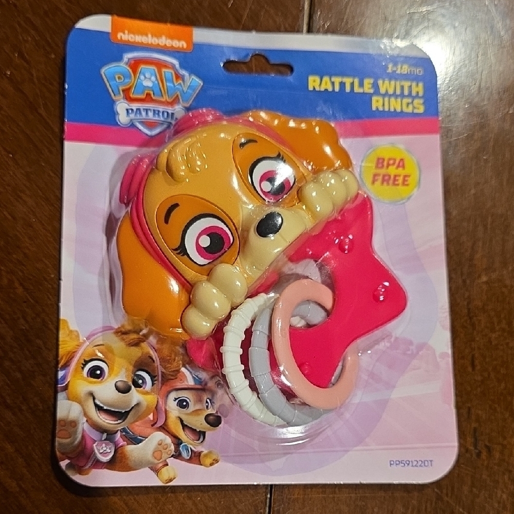 (J54) Paw Patrol Skye Rattle Toy with Pink and Cream